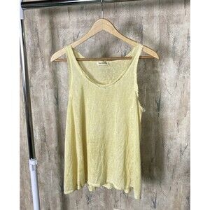 🎆 NEW YEAR SALE🥂 NINA KENDOSA PARIS S/M Linen Raw-Trims Tank Top Yellow Sz OS